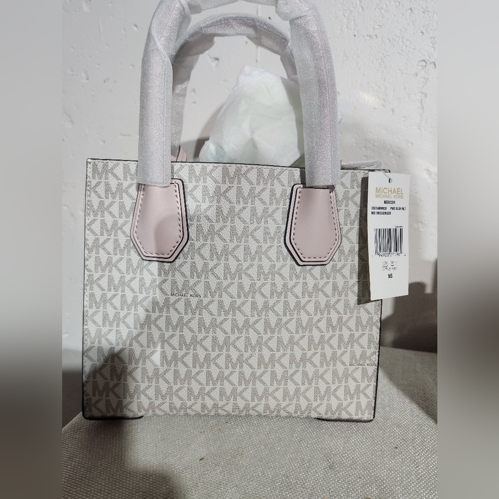Michael Kors Monogram Tote in Cream and Pink